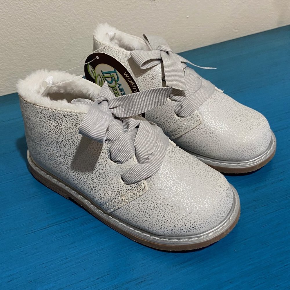 sz 8 Toddler‎ NEW Baby Deer Silver Grey Sparkly Girls Winter Booties/Boots